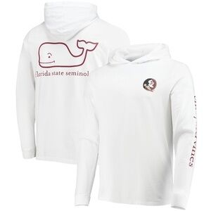 Vineyard Vines White Florida State Seminoles Campus 2.0 Long Sleeve Hoodie M